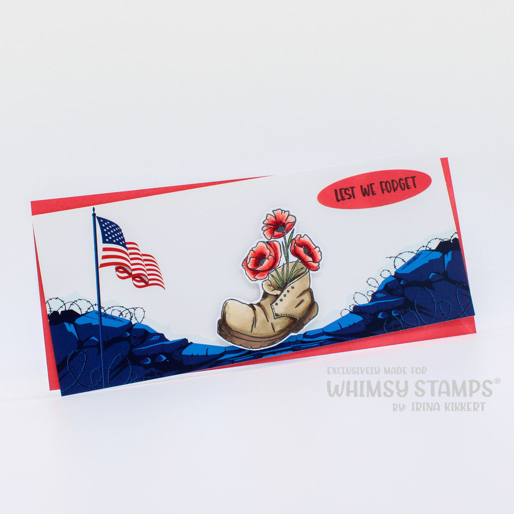 Whimsy Stamps Military Slimline 8.5 x 3.5 inch Papers WSDPS21 Poppies
