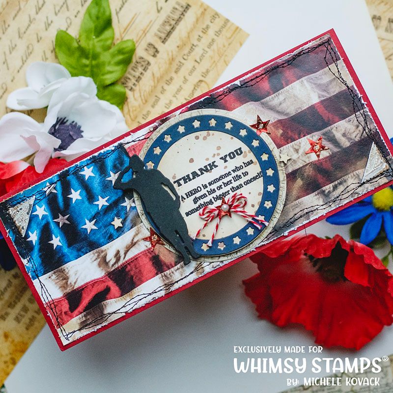 Whimsy Stamps Military Slimline 8.5 x 3.5 inch Papers WSDPS21 Flag